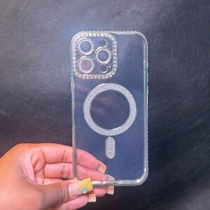 MagSafe Clear Phone Case with Silver Accents